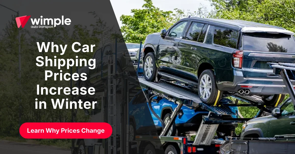 car being transported on a multi-vehicle auto carrier truck illustrating why car shipping prices increase in winter due to weather and road conditions