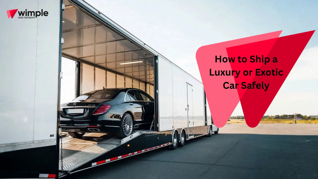 Enclosed trailer transporting a luxury exotic car safely during auto shipping