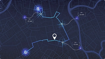 multi-stop route map showing estimated times and waypoints for car shipping tracking