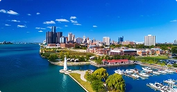 detroit to naples car shipping route waterfront skyline blue water