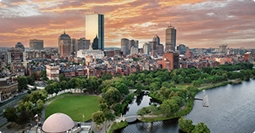 boston to los angeles car shipping route across city park skyline