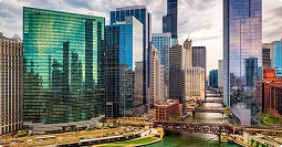 Illinois car shipping chicago riverwalk skyline representing illinois auto transport