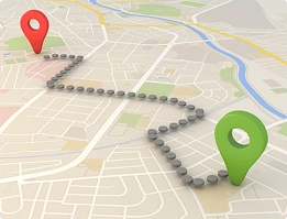 Car Shipping Route and Distance Map car shipping route and distance map showing pickup and delivery locations