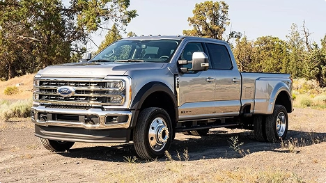 silver heavy duty dually pickup truck parked outdoors for truck shipping services
